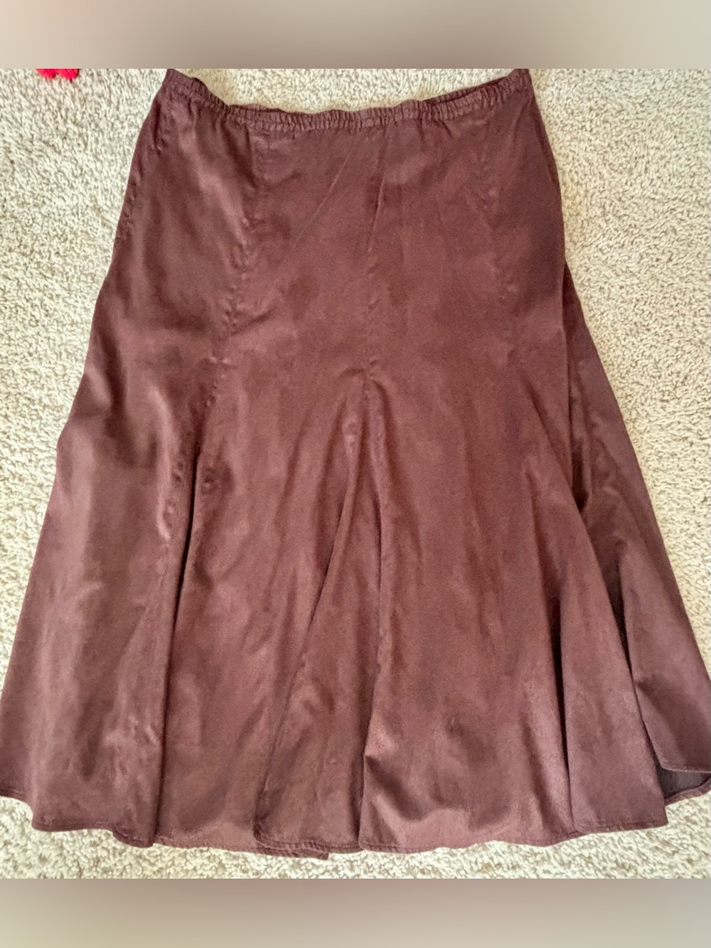 Coldwater Creek Faux Suede Chocolate Brown A-Line Satin Skirt 1X